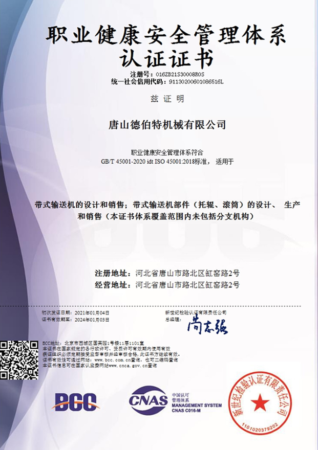 職業(yè)健康安全管理體系認(rèn)證證書（中文）